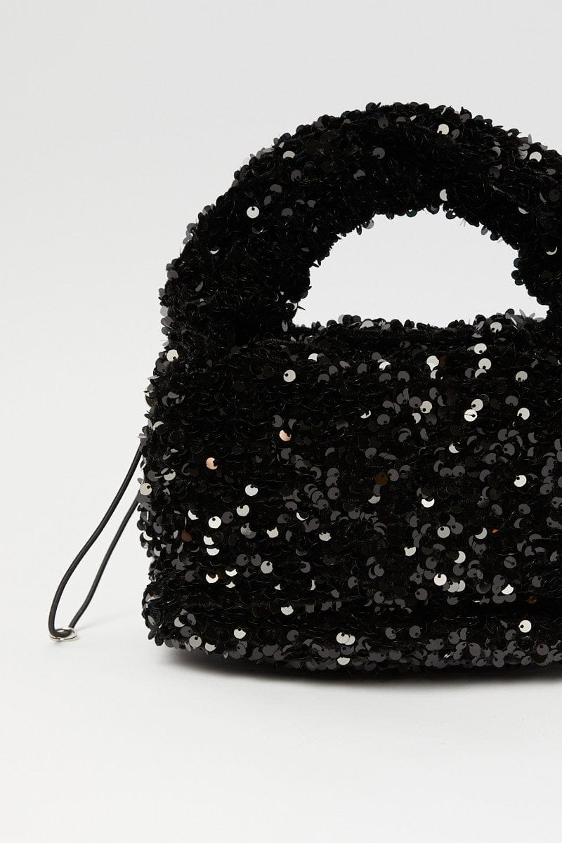 Black Sequin Detail Hand Bag for YouandAll Fashion