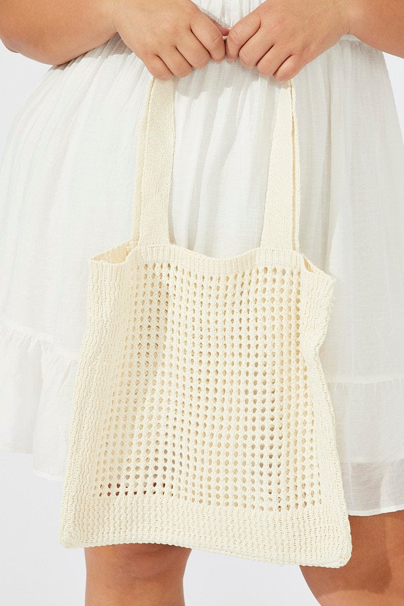 White Crochet Shopper Bag for YouandAll Fashion