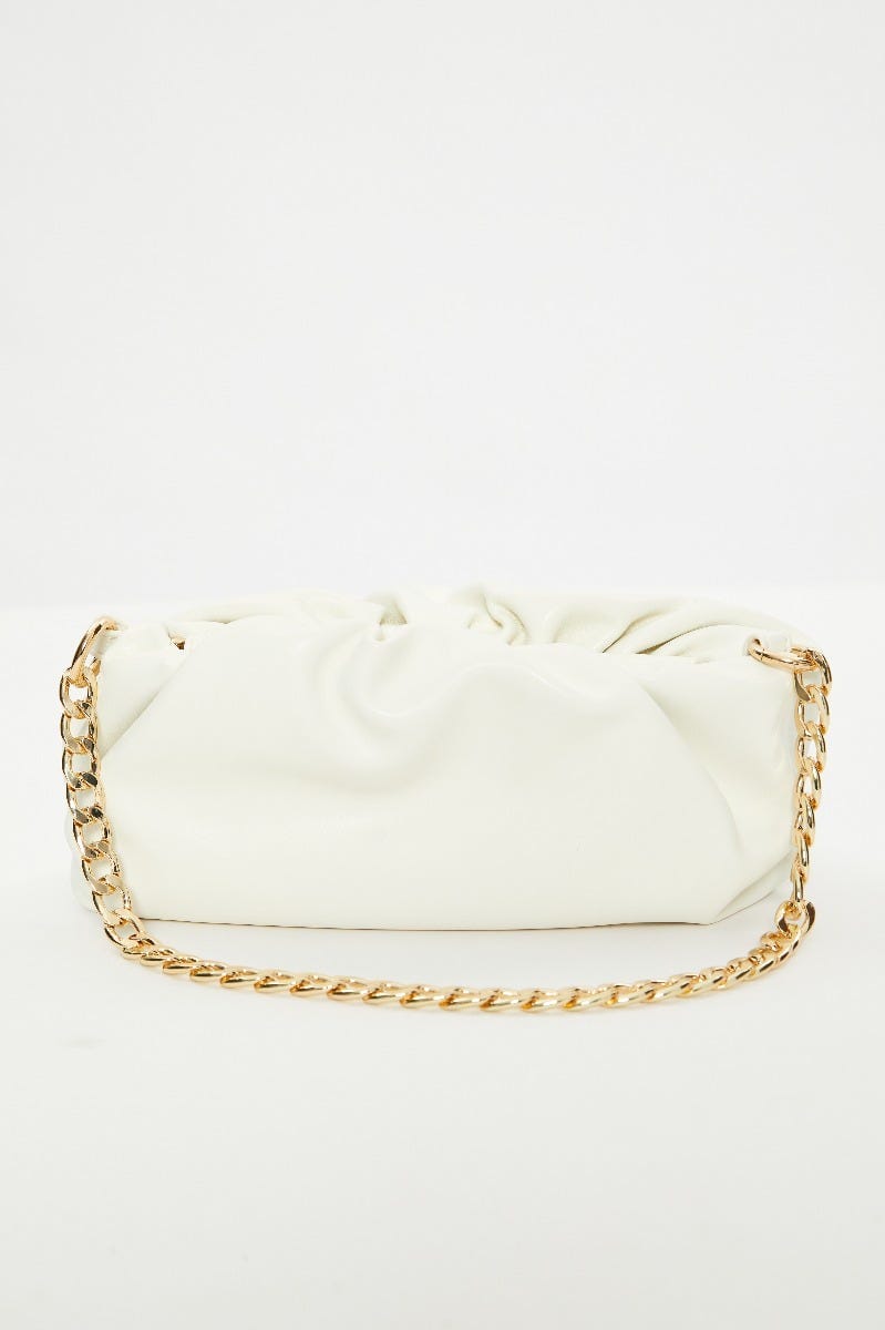 White Nyla Rose Pouch With Chain Bag For Women By You And All