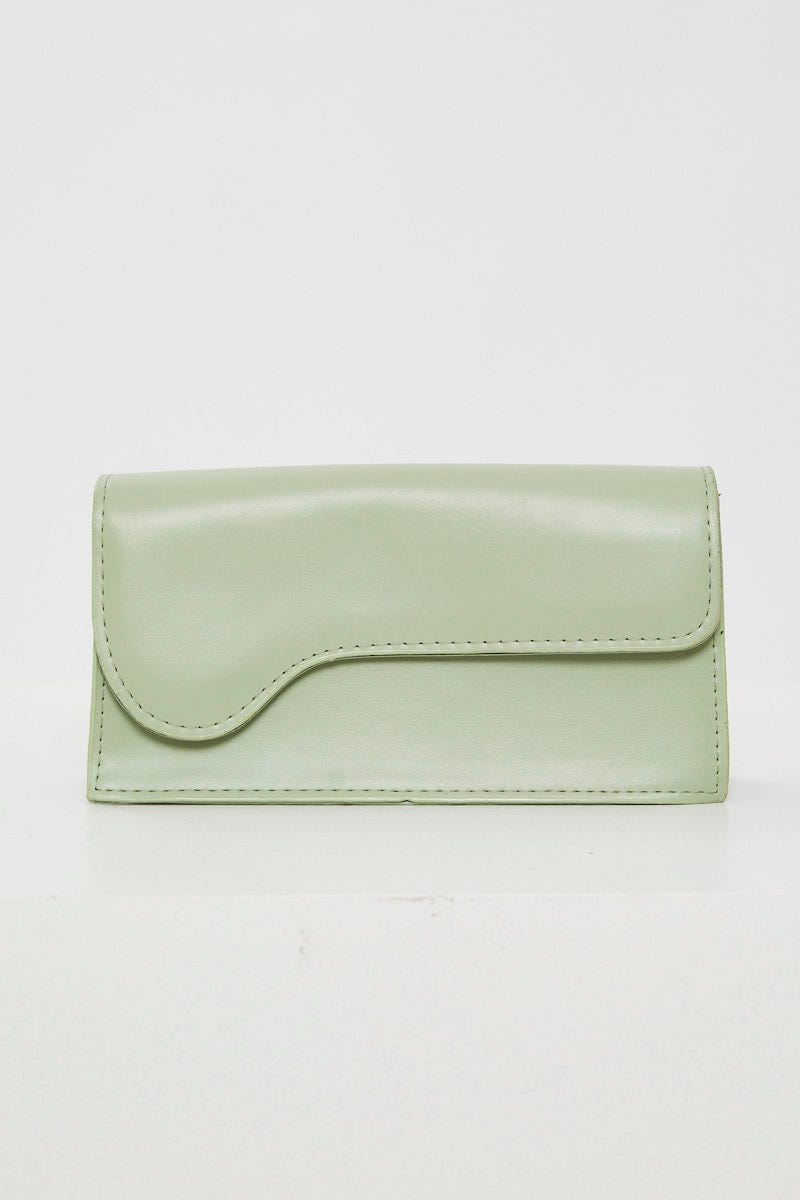 Green Faux Leather Baguette Bag For Women By You And All