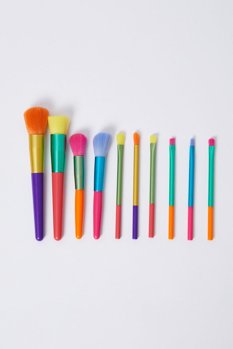 Multi 10 Pcs Clashing Colours Make Up Brush Set for YouandAll Fashion