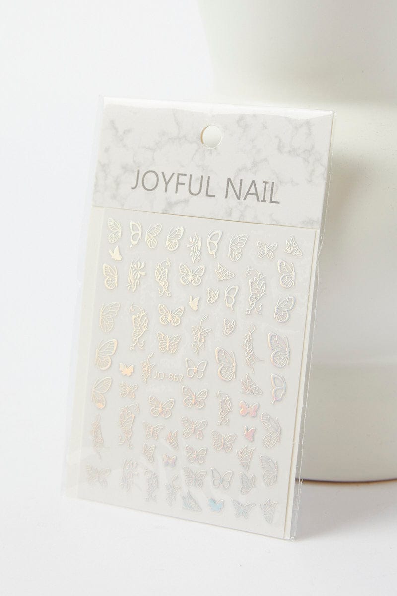Silver Butterfly Pattern Nail Art Sticker Decals for YouandAll Fashion