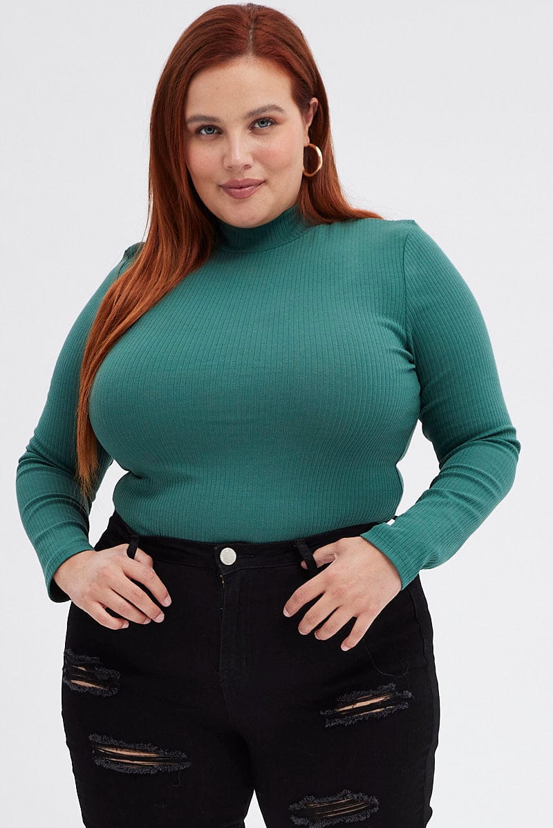 Green Top Long sleeve High neck for YouandAll Fashion