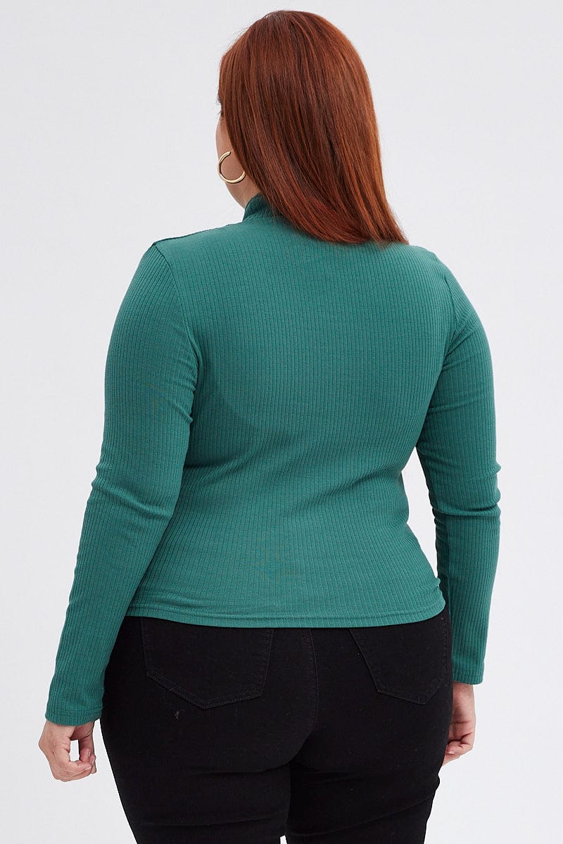 Green Top Long sleeve High neck for YouandAll Fashion