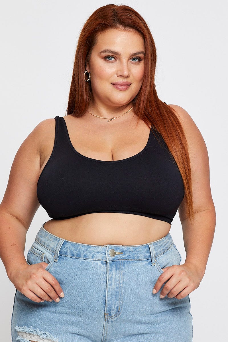 Black Crop Bralette Seamless For Women By You And All