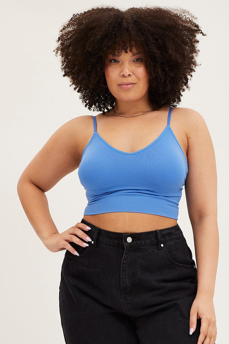 Blue Seamless Bralette For Women By You And All