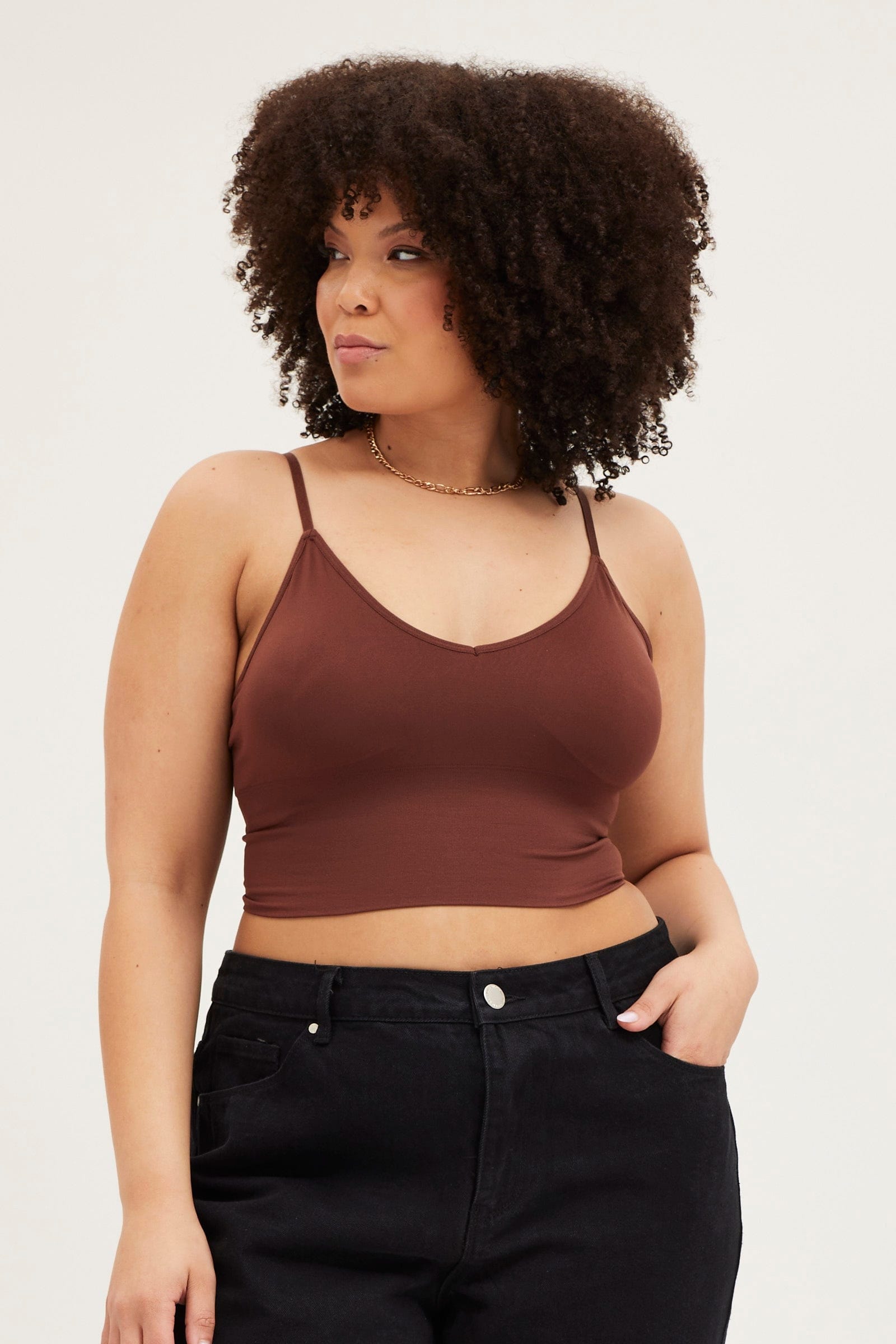 Brown Seamless Bralette For Women By You And All