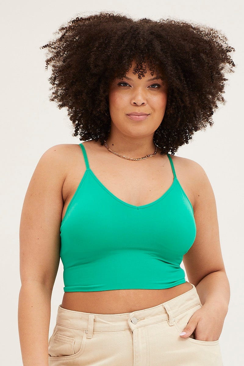 Green Seamless Bralette For Women By You And All