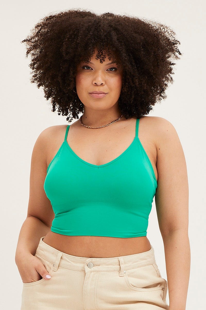 Green Seamless Bralette For Women By You And All