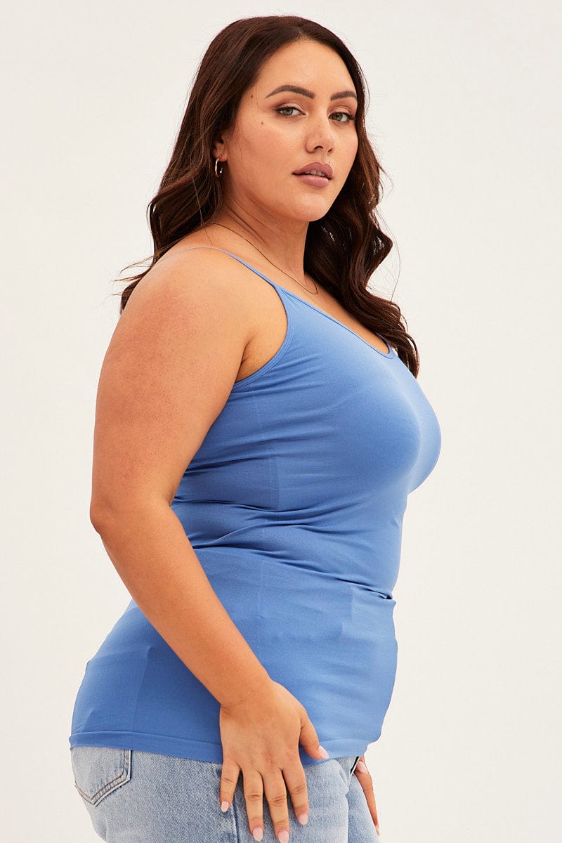 Blue Seamless Singlet Top for YouandAll Fashion