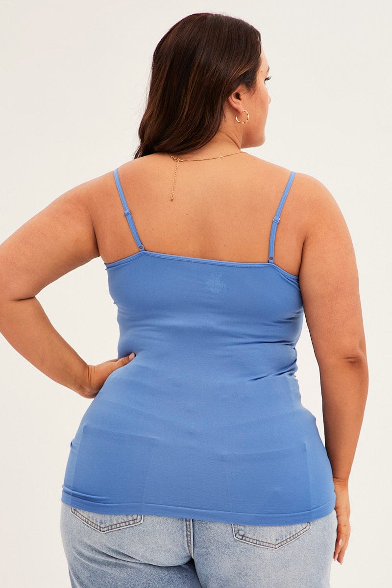 Blue Seamless Singlet Top for YouandAll Fashion