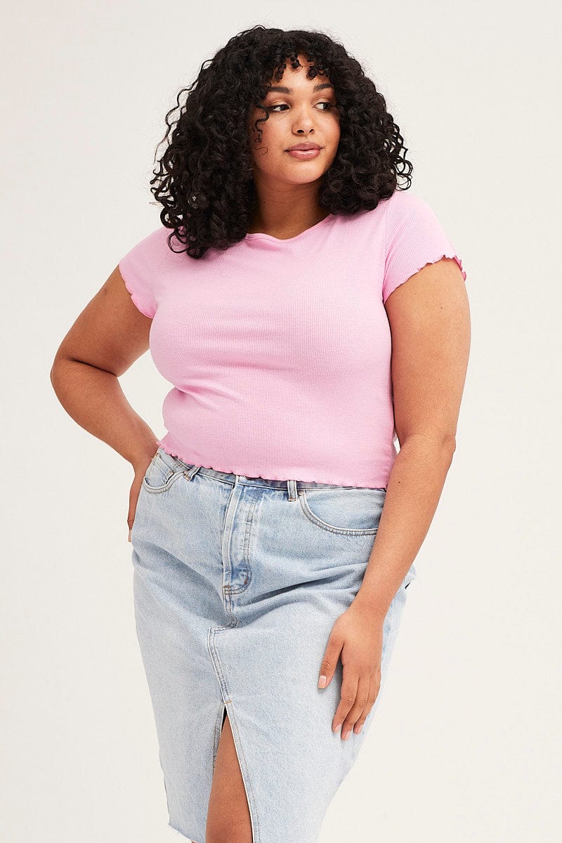 Pink Crop T shirt Short Sleeve You All pink-crop-t-shirt-short-sleeve-you-all