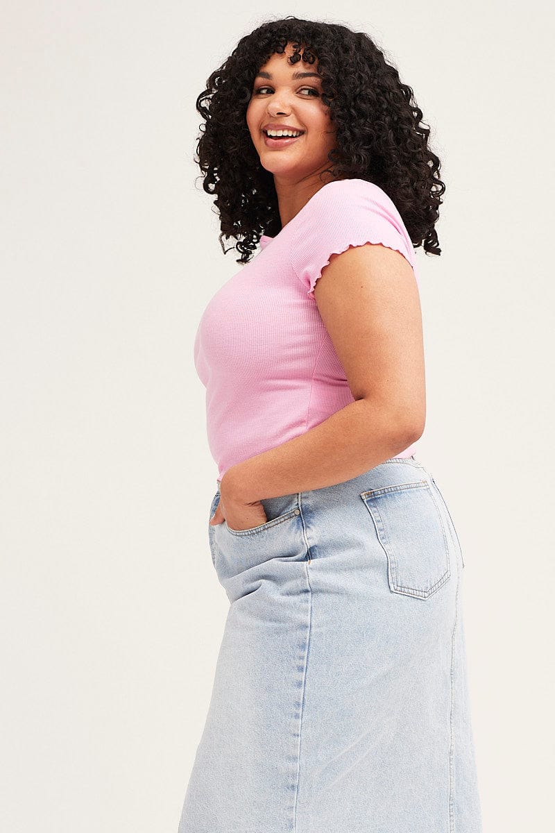 PINK Crop T Shirt Short Sleeve for Women by You + All