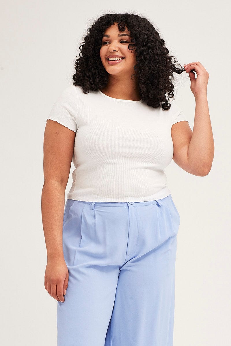 WHITE Crop T Shirt Short Sleeve for Women by You + All