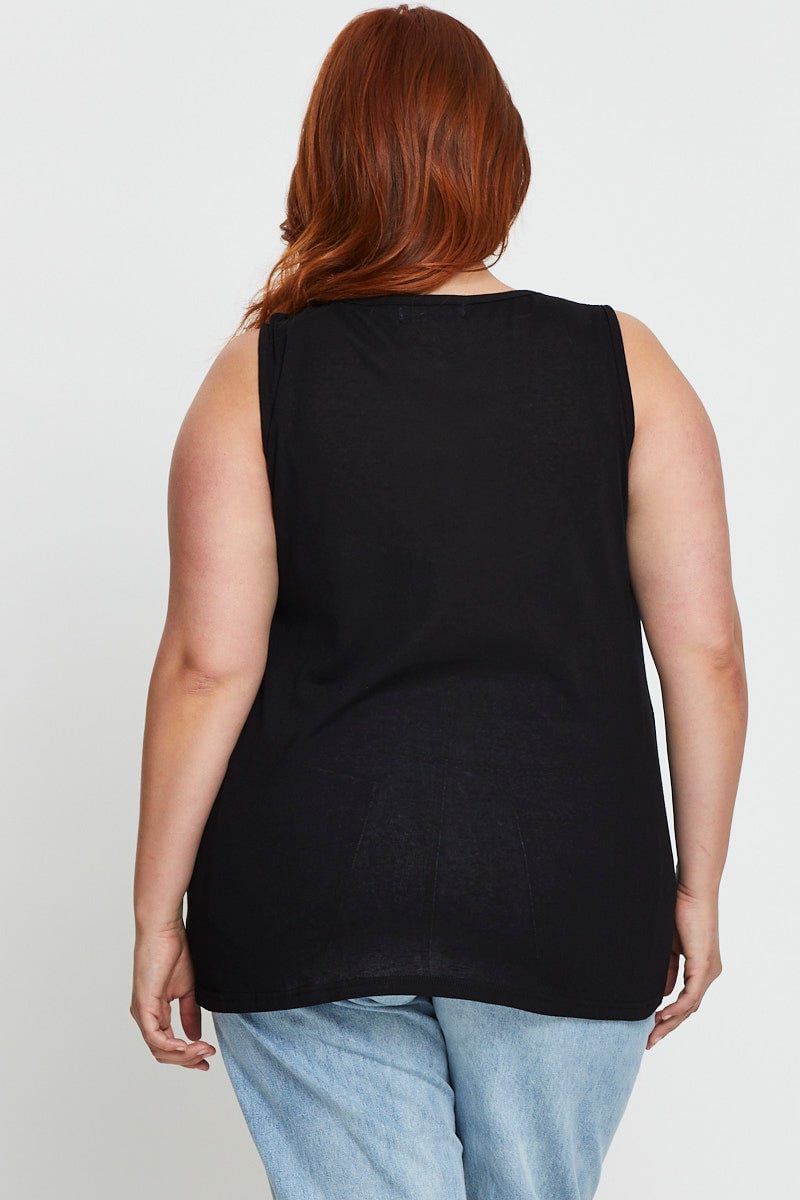 Black Tank Top Crew Neck Sleeveless For Women By You And All
