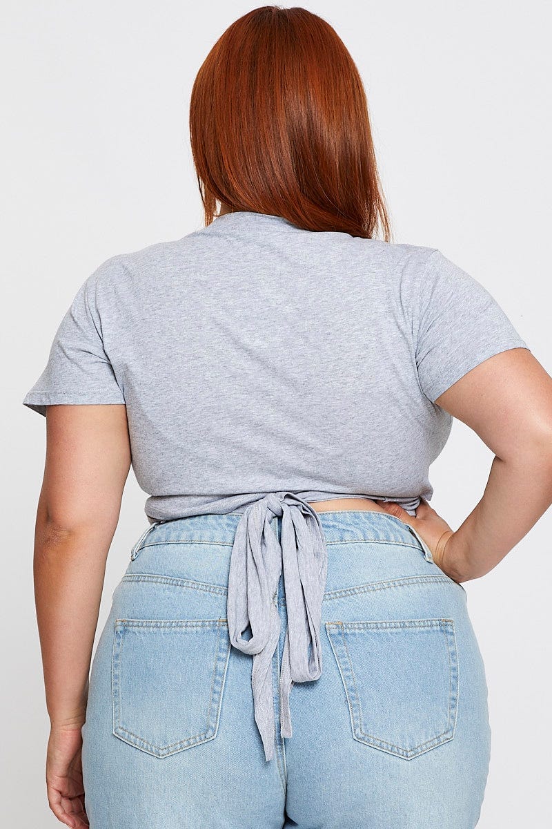 Grey Wrap Top Short Sleeve For Women By You And All