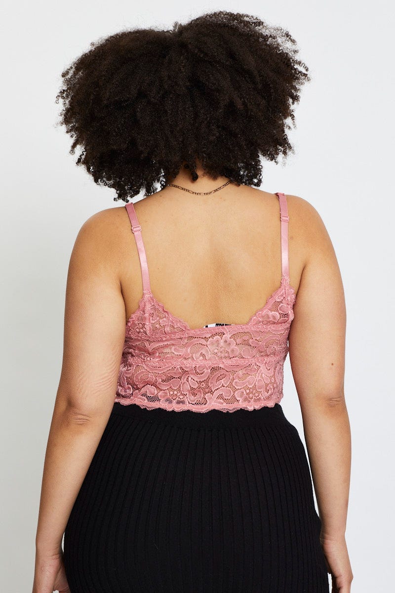 Pink Lace Bralette For Women By You And All