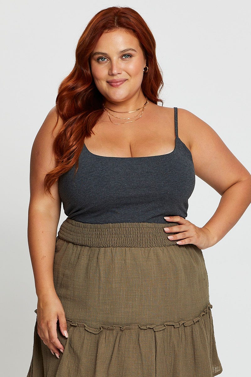 Plus Size Grey Singlet Top Scoop Neck | You + All | Shop Online | You & All