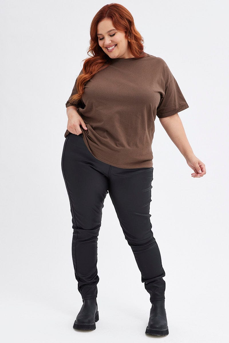 Brown Oversized T Shirt Short Sleeve Crew Neck for YouandAll Fashion