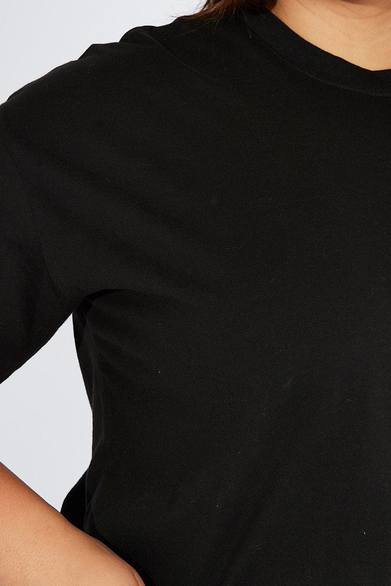 Black Oversized T Shirt Short Sleeve Crew Neck for YouandAll Fashion