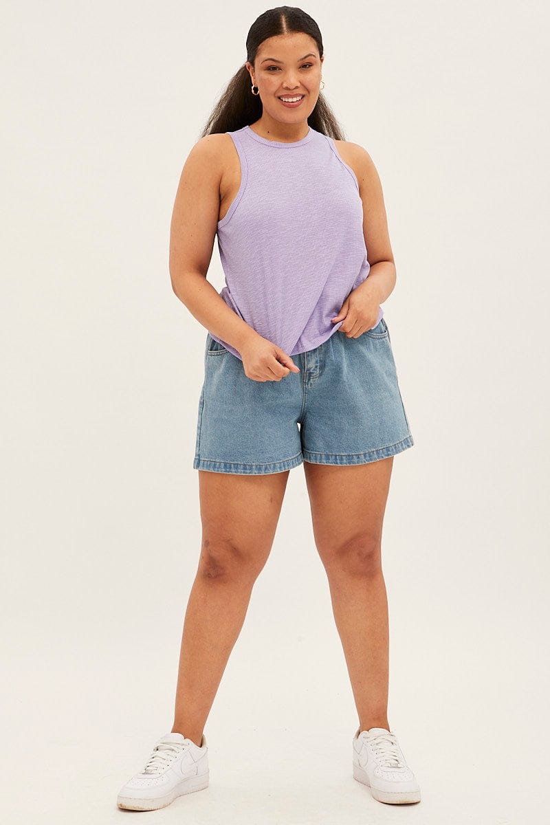 Purple Tank Top Sleeveless Crew Neck for YouandAll Fashion