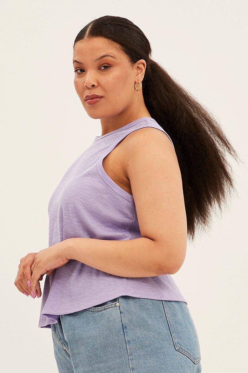 Purple Top Purple Tank Top Sleeveless Crew Neck | You & All