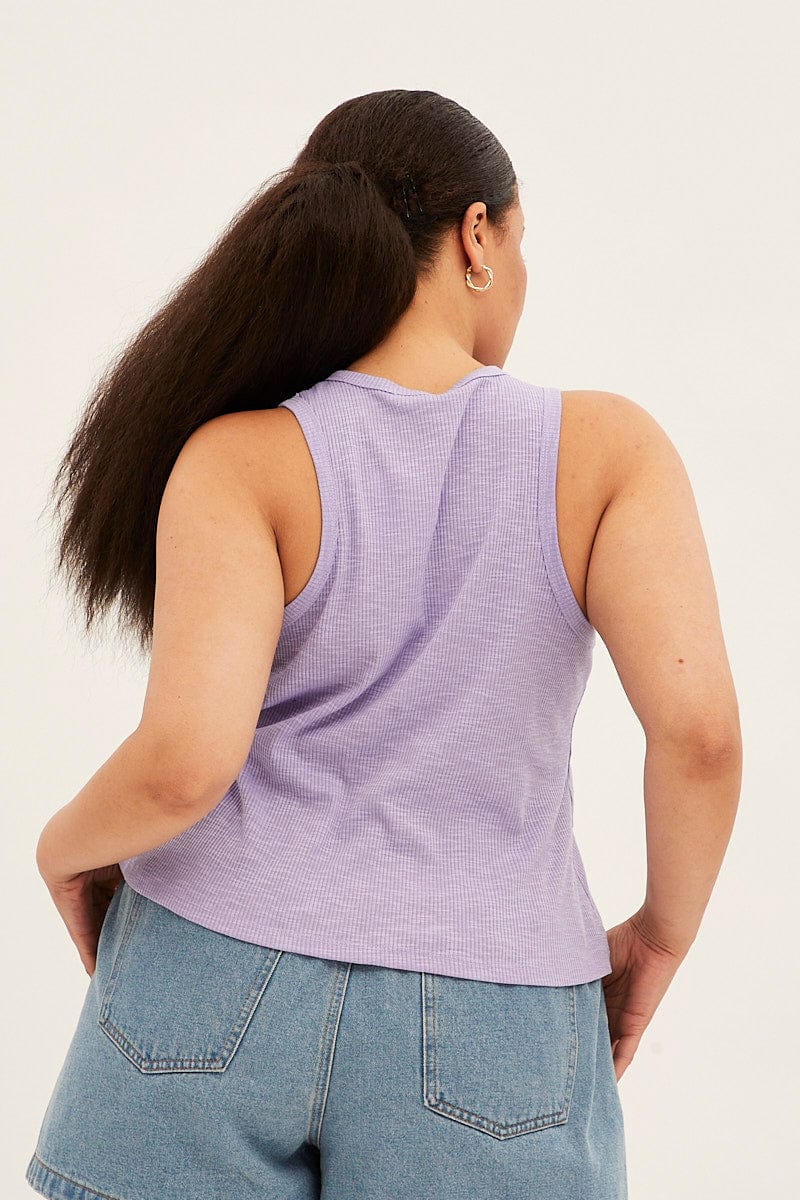 Purple Tank Top Sleeveless Crew Neck for YouandAll Fashion