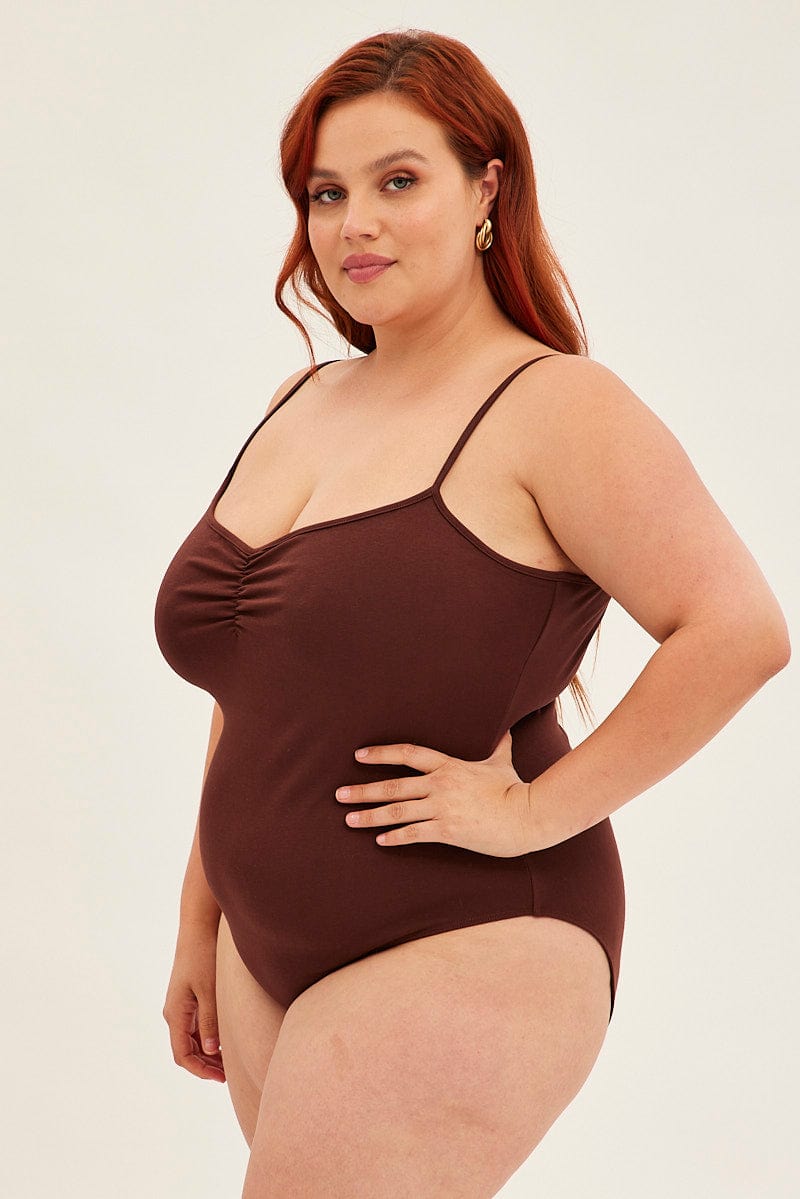 BROWN Bodysuit Singlet for YouandAll Fashion