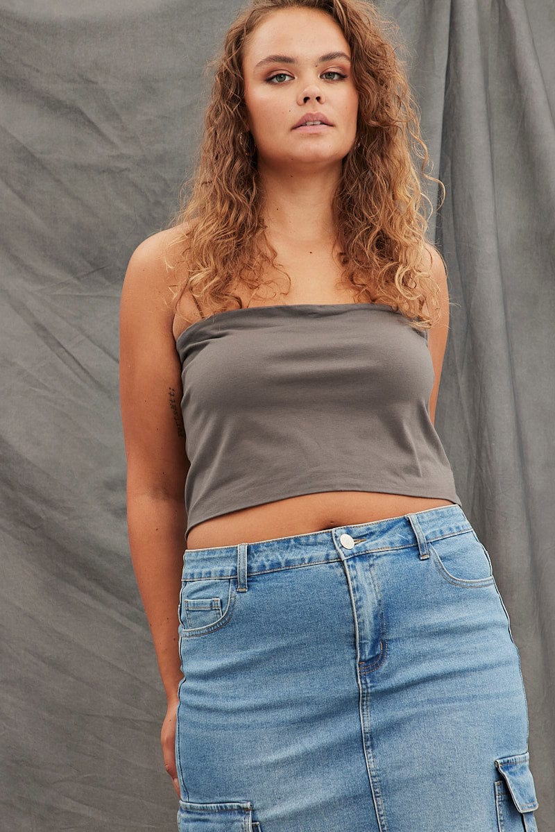 Grey Bandeau Top Cotton for YouandAll Fashion