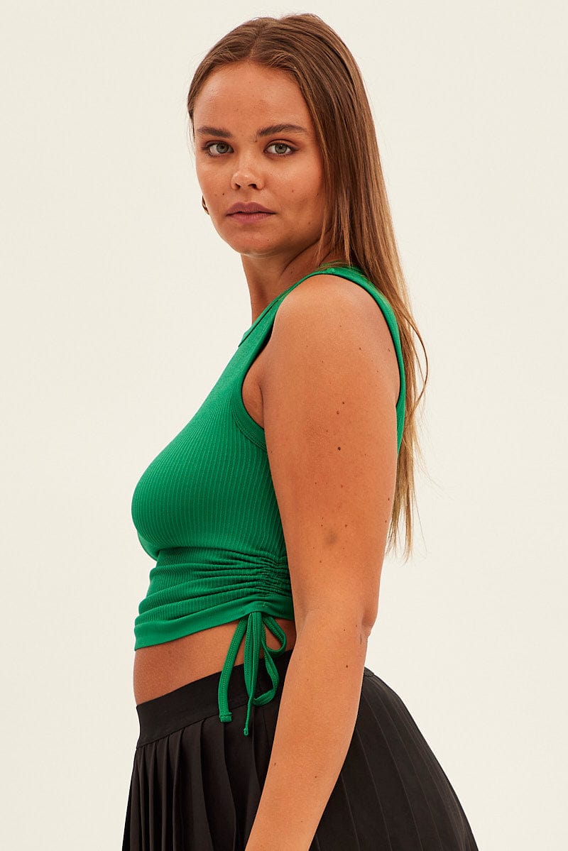 Green Ruched Tank Top Seamless for YouandAll Fashion