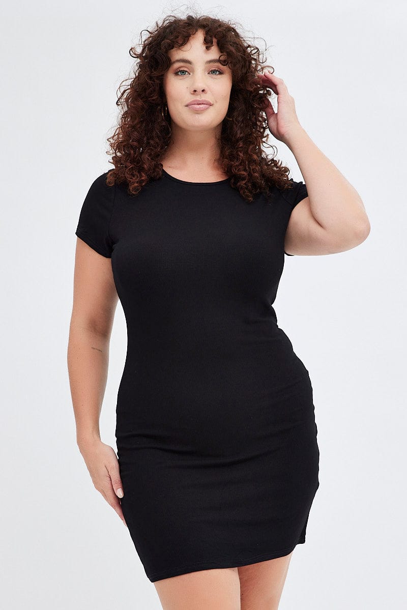 Black Dress Short sleeve Crew neck for YouandAll Fashion