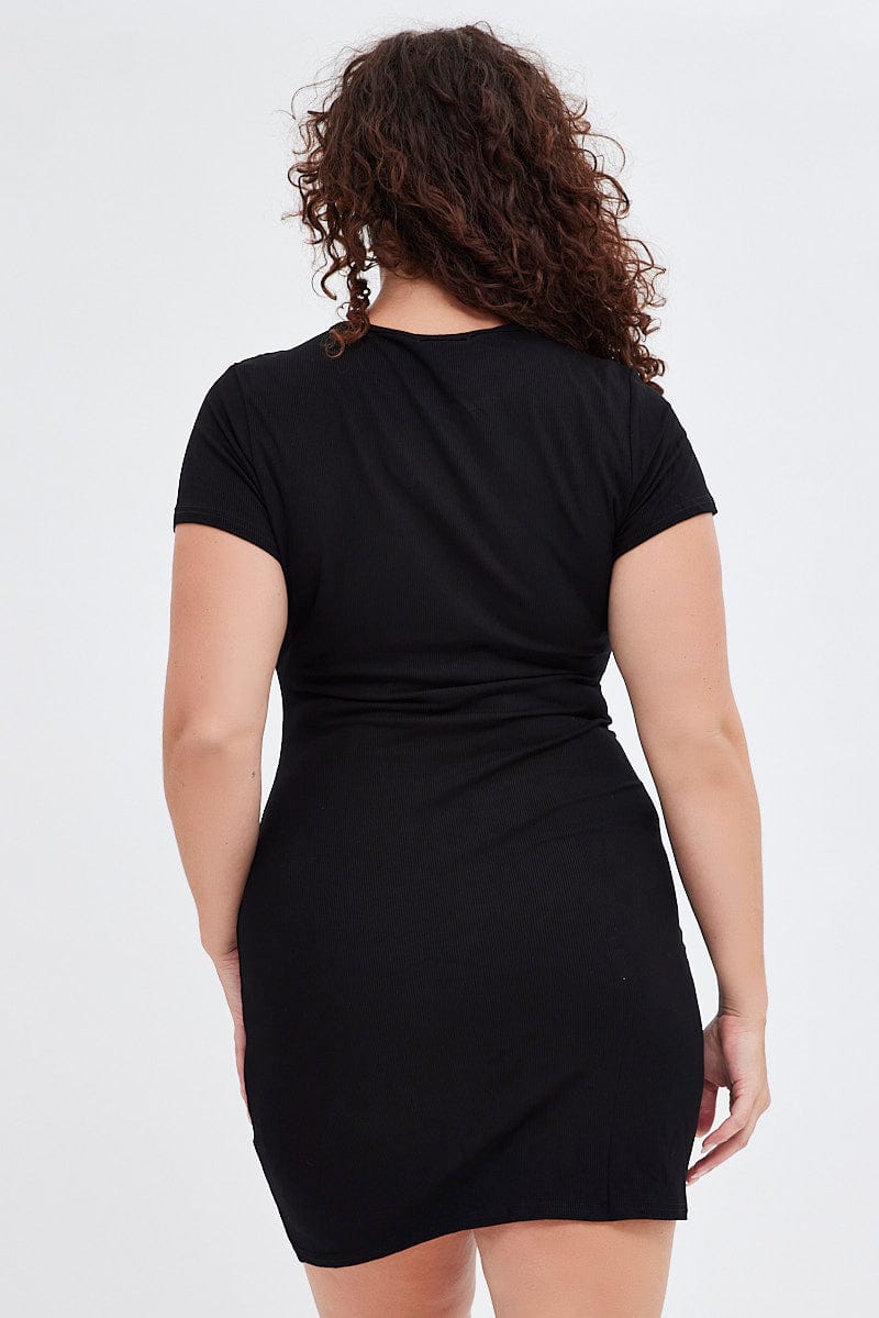 Black Dress Short sleeve Crew neck for YouandAll Fashion