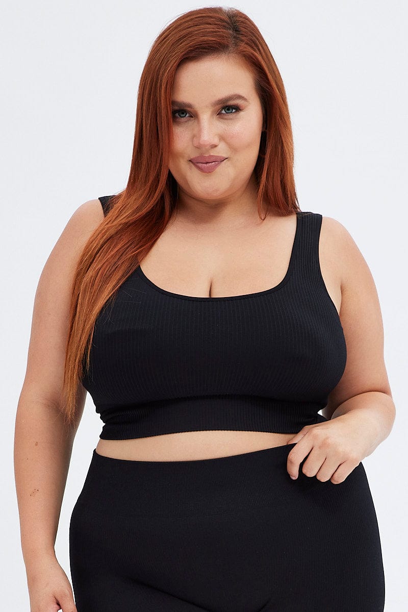 Black Crop Tank Top Seamless for YouandAll Fashion