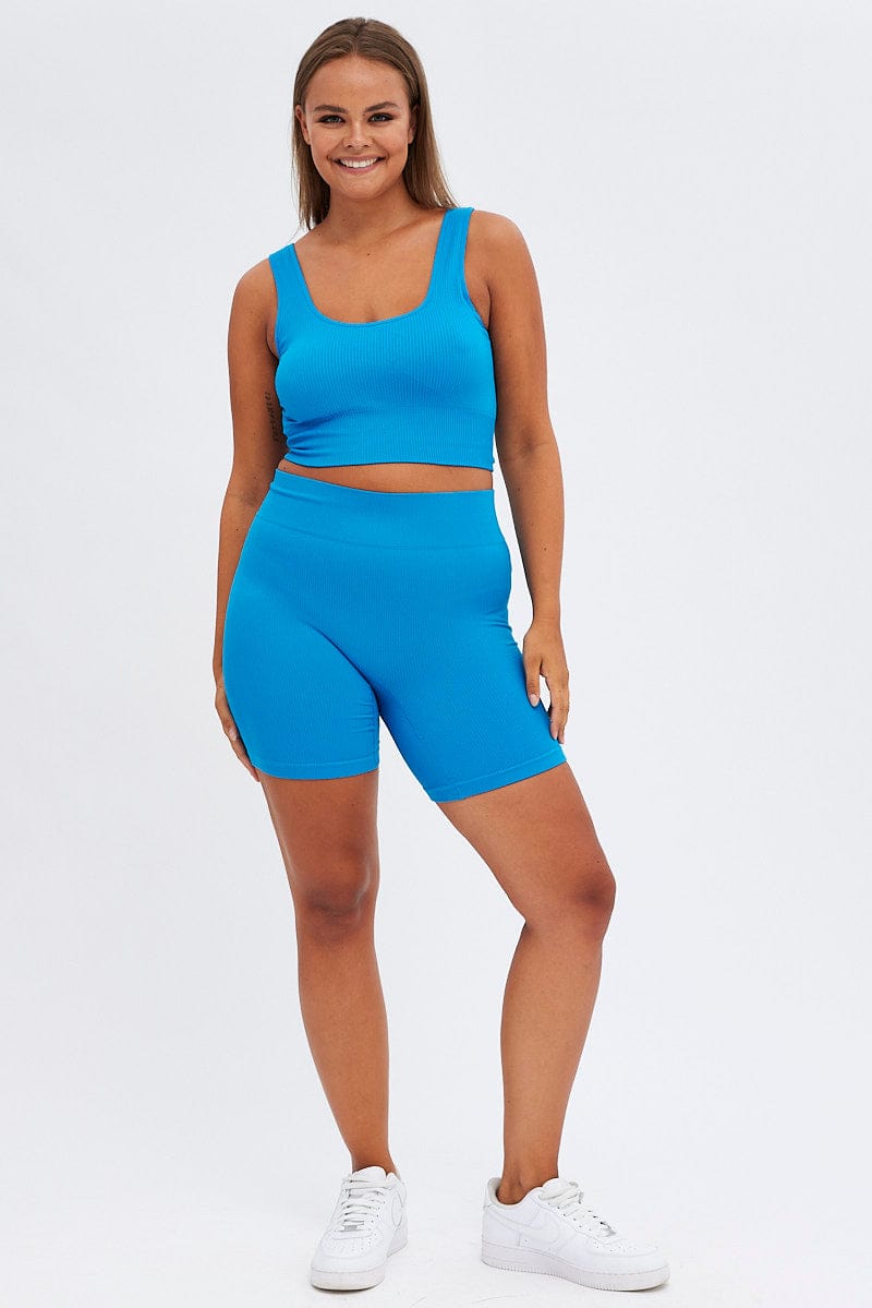 Blue Crop Tank Top Seamless for YouandAll Fashion