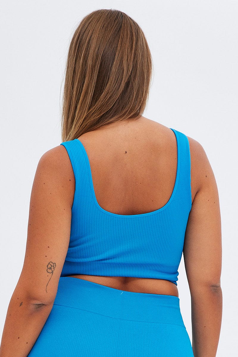 Blue Crop Tank Top Seamless for YouandAll Fashion