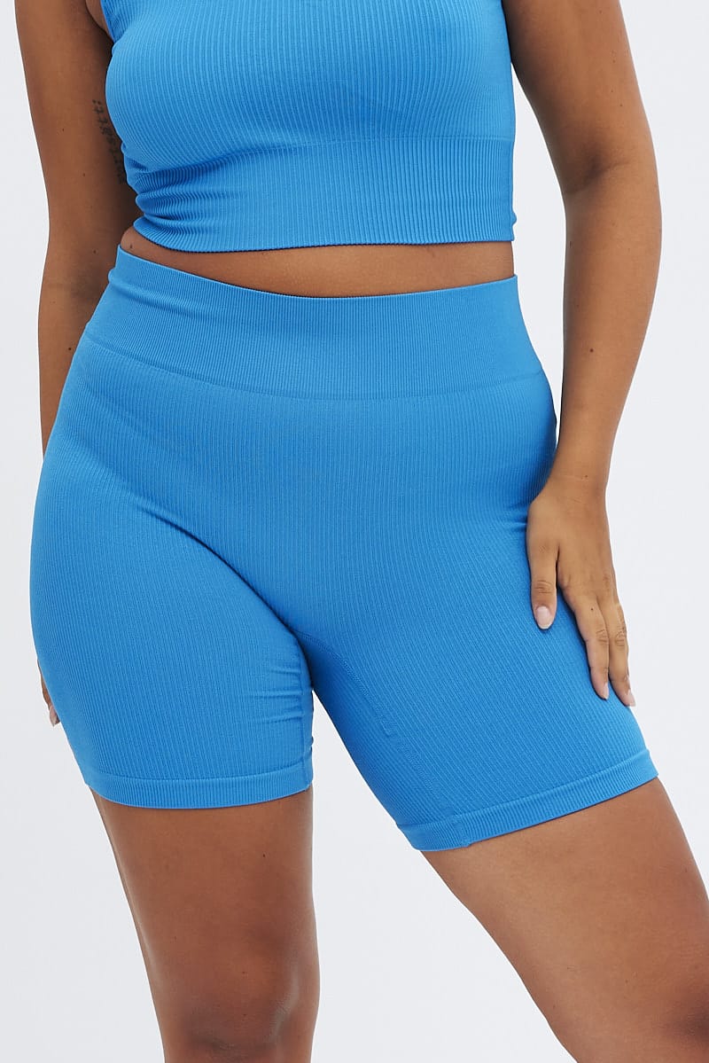 Blue Bike Shorts Seamless Activewear for YouandAll Fashion