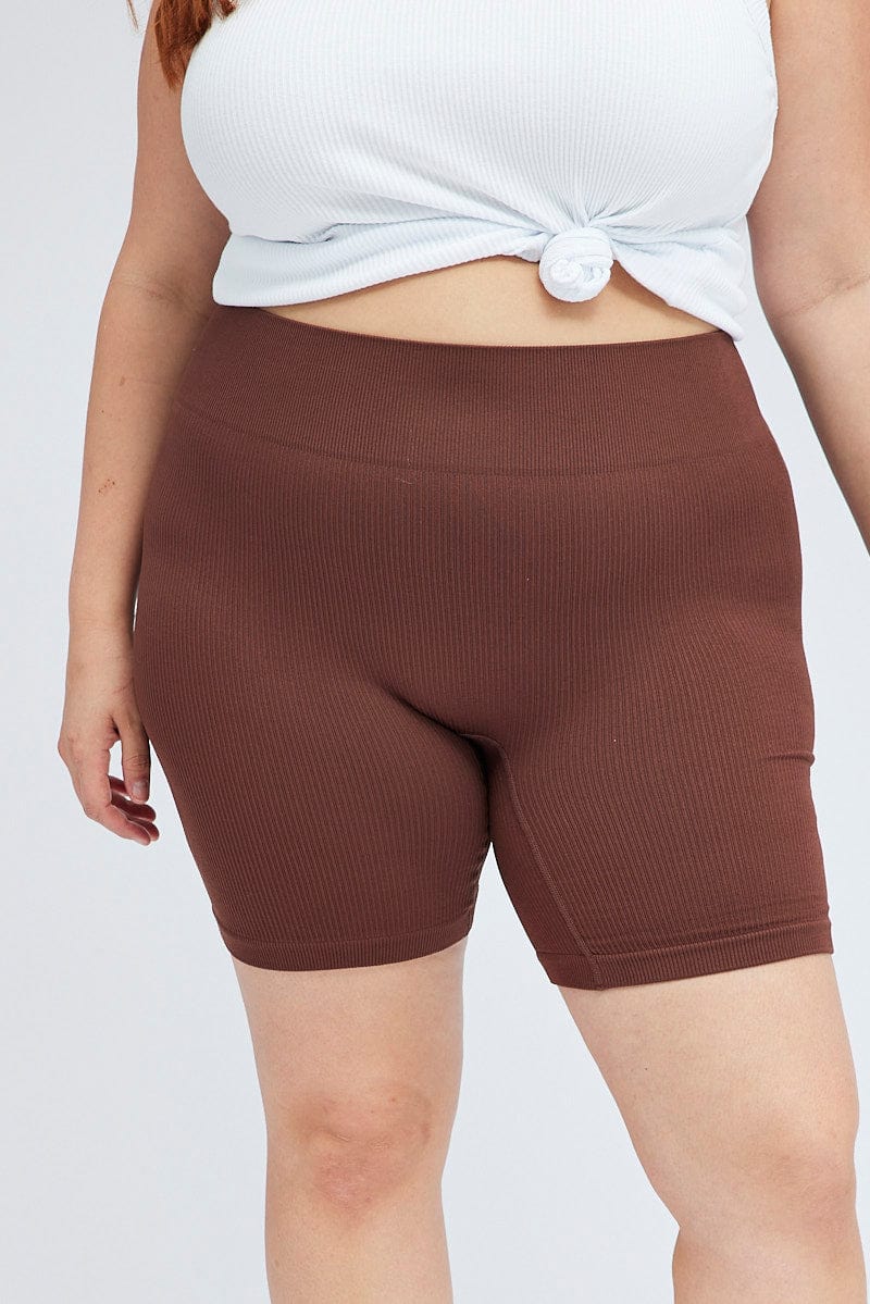 Brown Bike Shorts Seamless Activewear for YouandAll Fashion