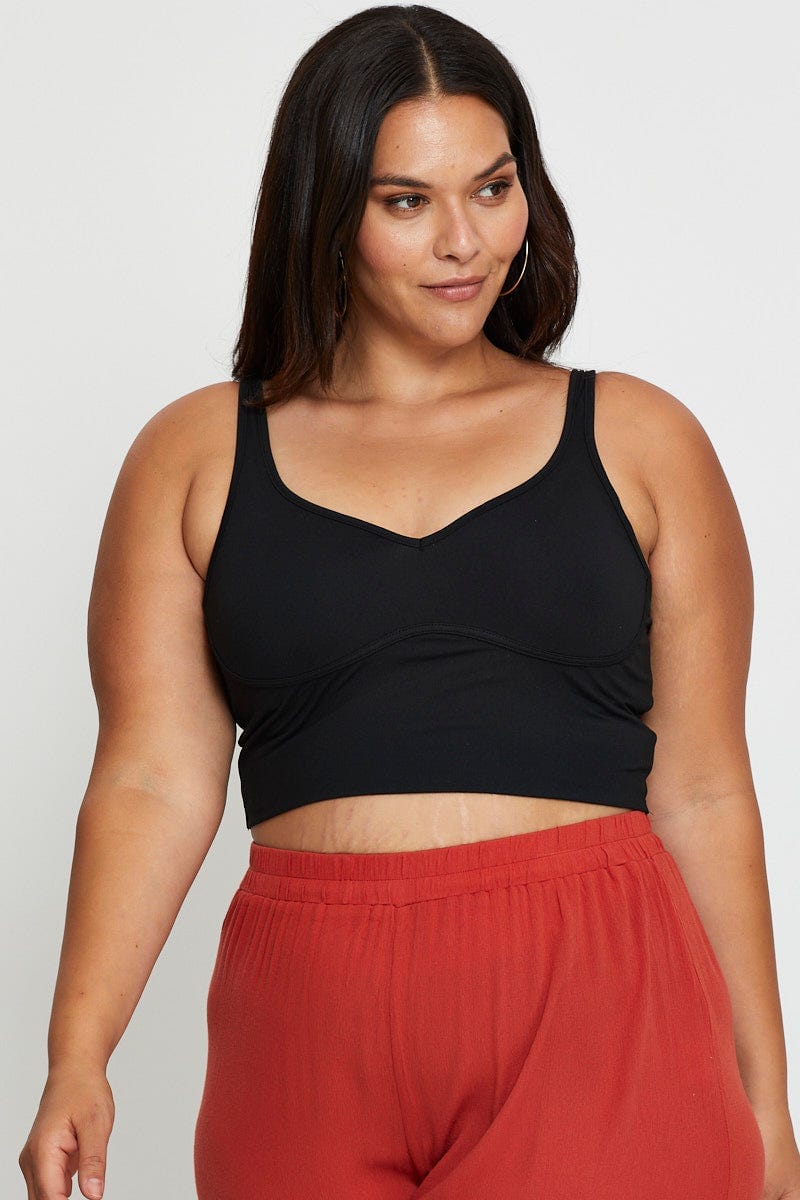 Black Tank Top Bust Seam Crop For Women By You And All