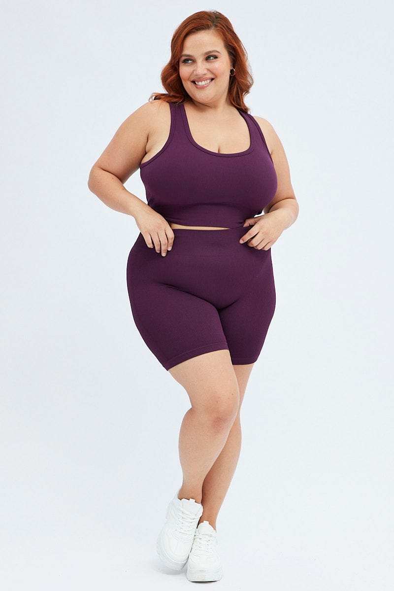 Purple Crop Tank Top Seamless Activewear for YouandAll Fashion