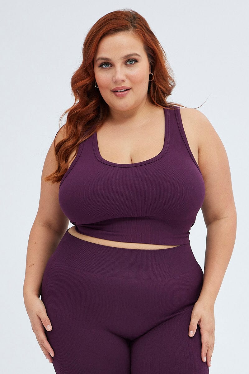 Purple Crop Tank Top Seamless Activewear for YouandAll Fashion