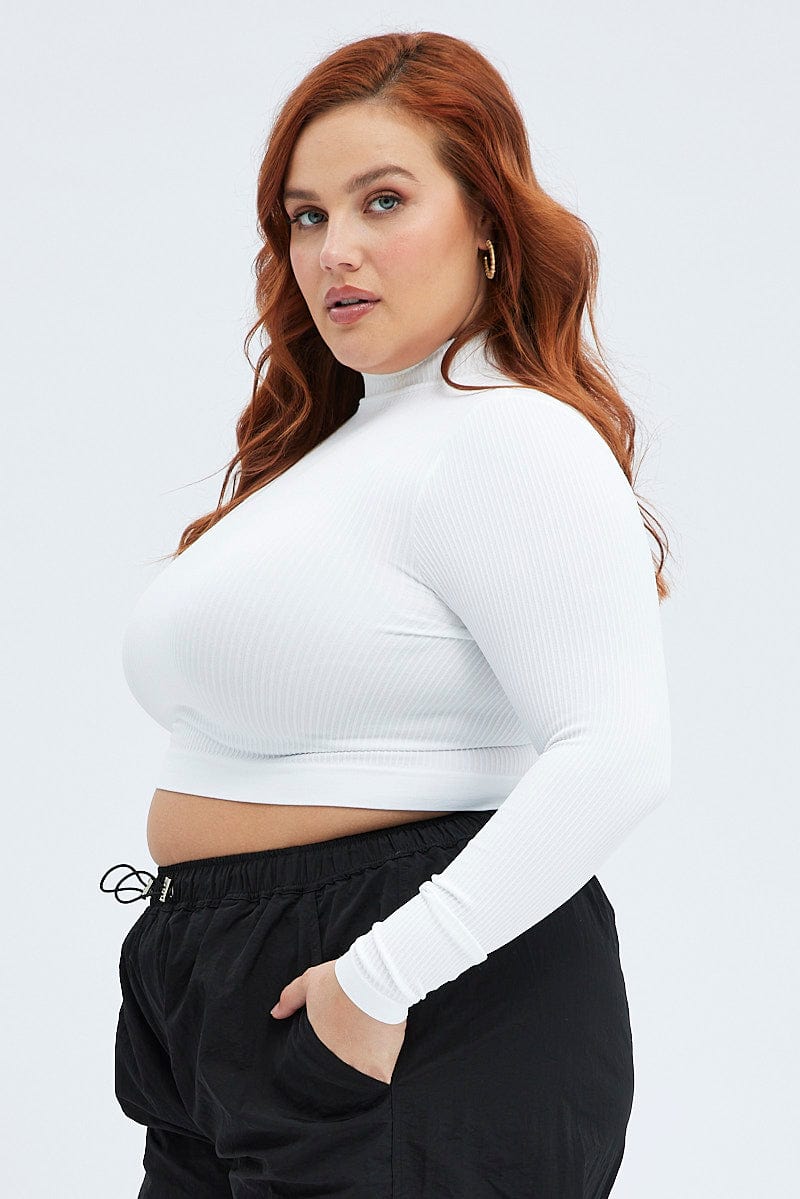 White Top Long Sleeve High Neck Seamless for YouandAll Fashion