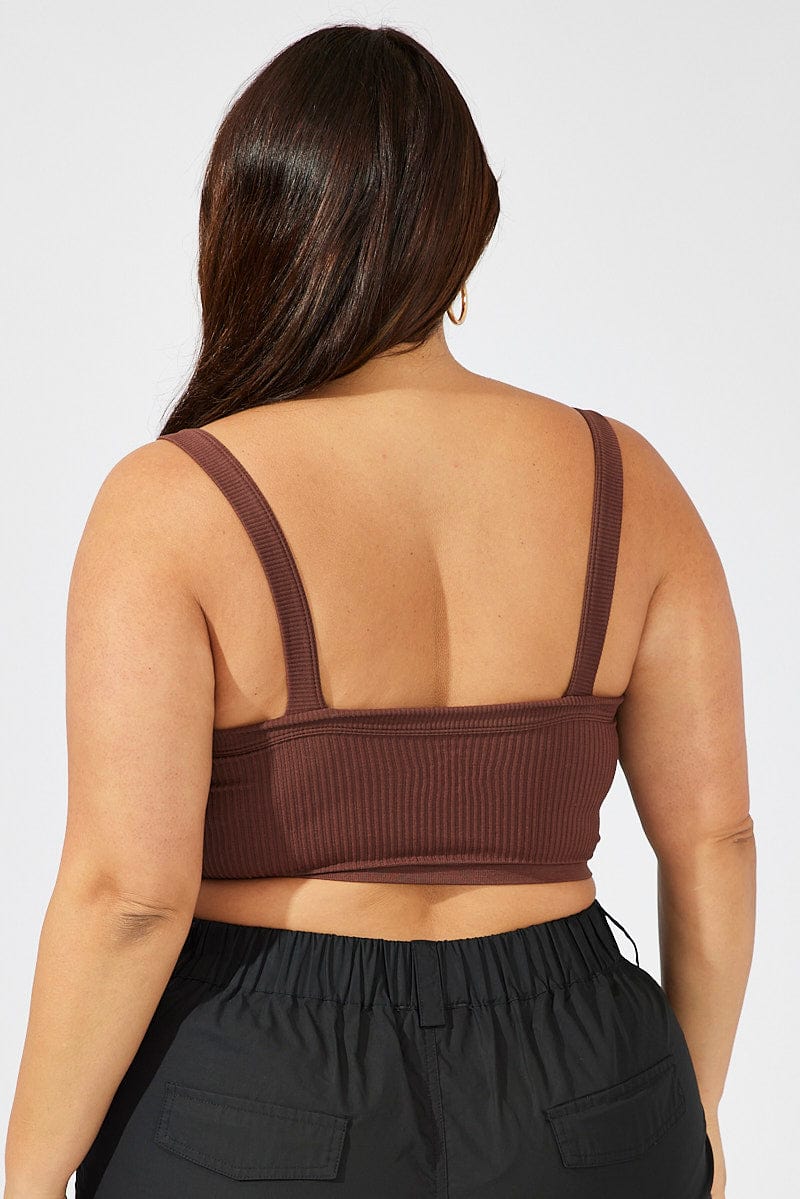 Brown Singlet Top Seamless for YouandAll Fashion