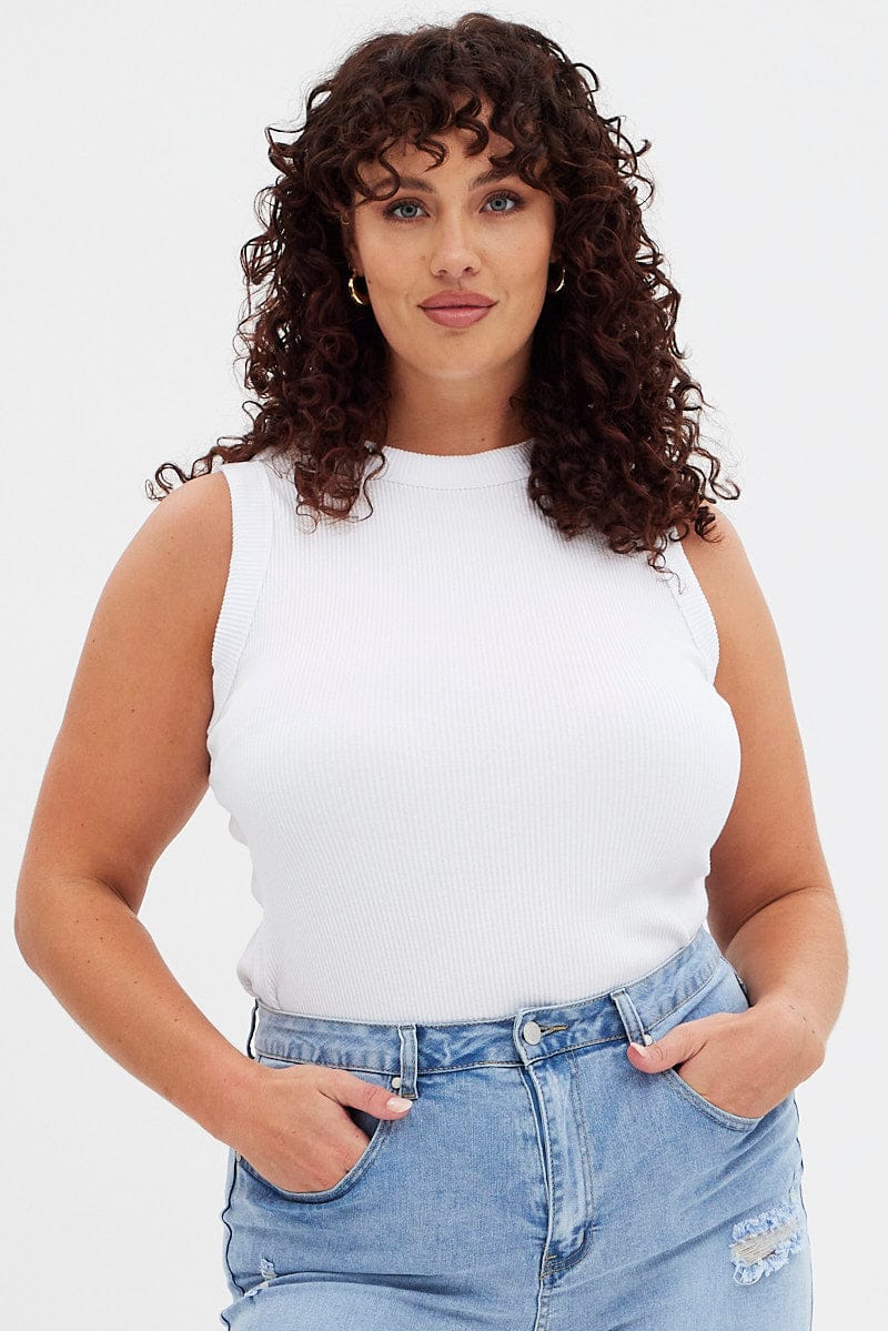 White Tank Top Sleeveless Crew neck for YouandAll Fashion