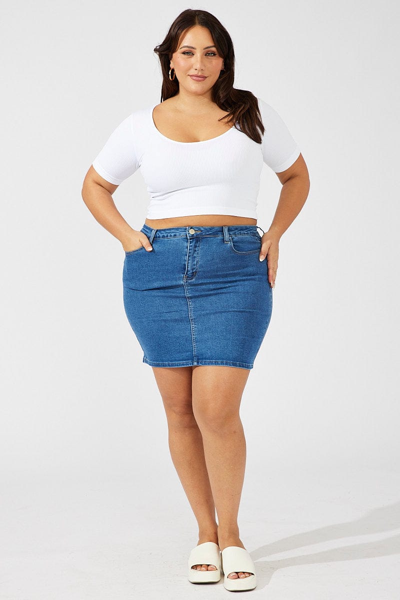 White T-shirt Short Sleeve Scoop Neck Seamless You All