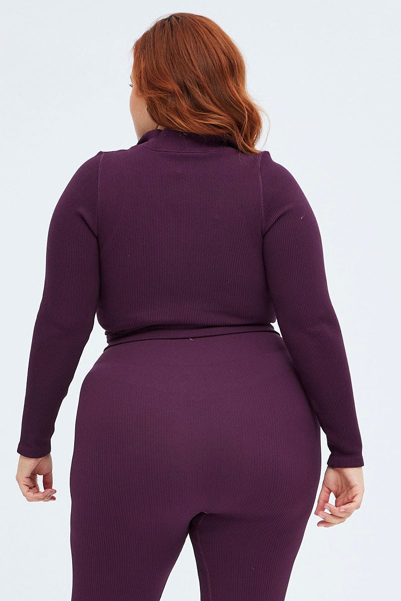 Purple Zip up Long sleeve Seamless for YouandAll Fashion