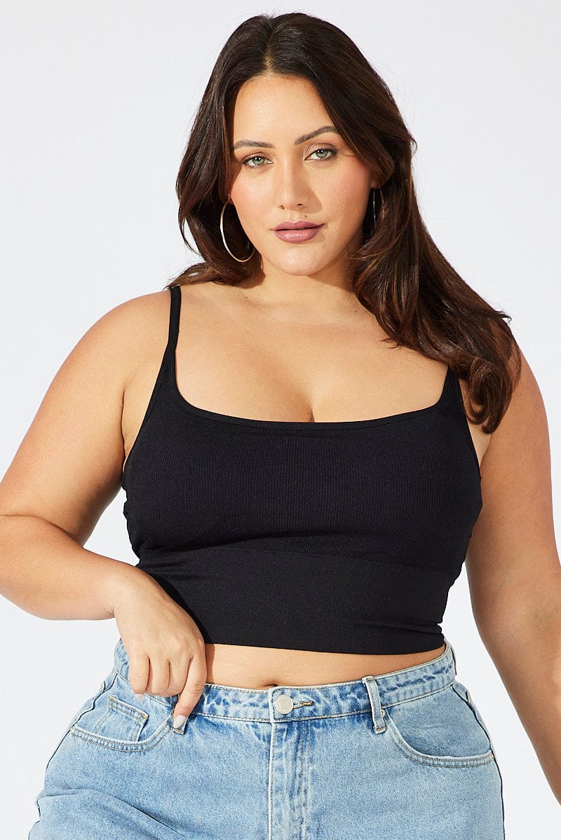 Black Bralette Round Neck Seamless for YouandAll Fashion