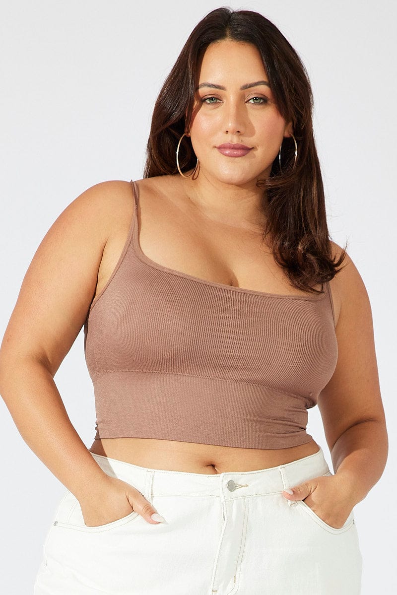 Brown Bralette Round Neck Seamless for YouandAll Fashion