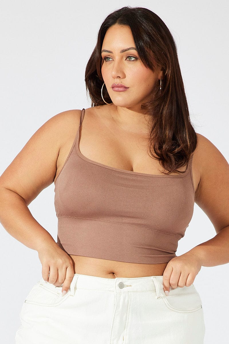 Brown Bralette Round Neck Seamless for YouandAll Fashion