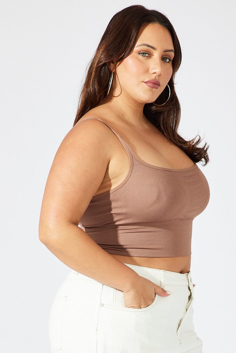 Brown Bralette Round Neck Seamless for YouandAll Fashion