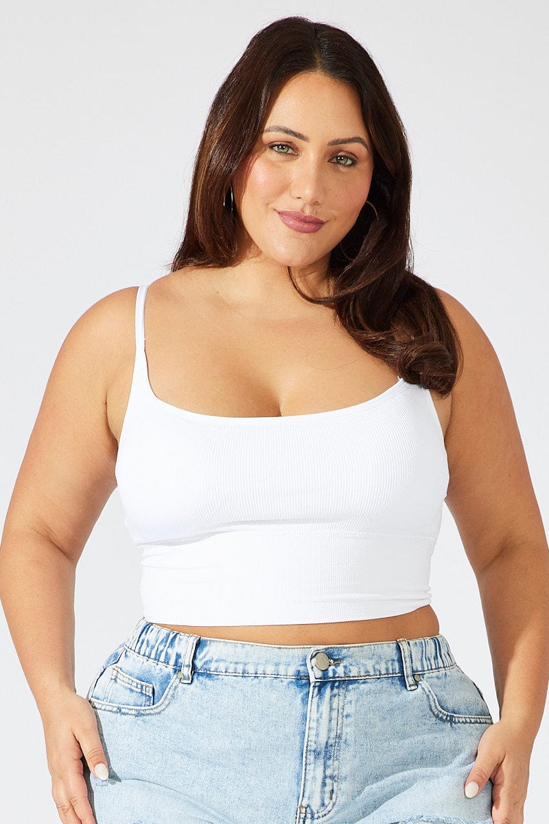 White Bralette Round Neck Seamless for YouandAll Fashion